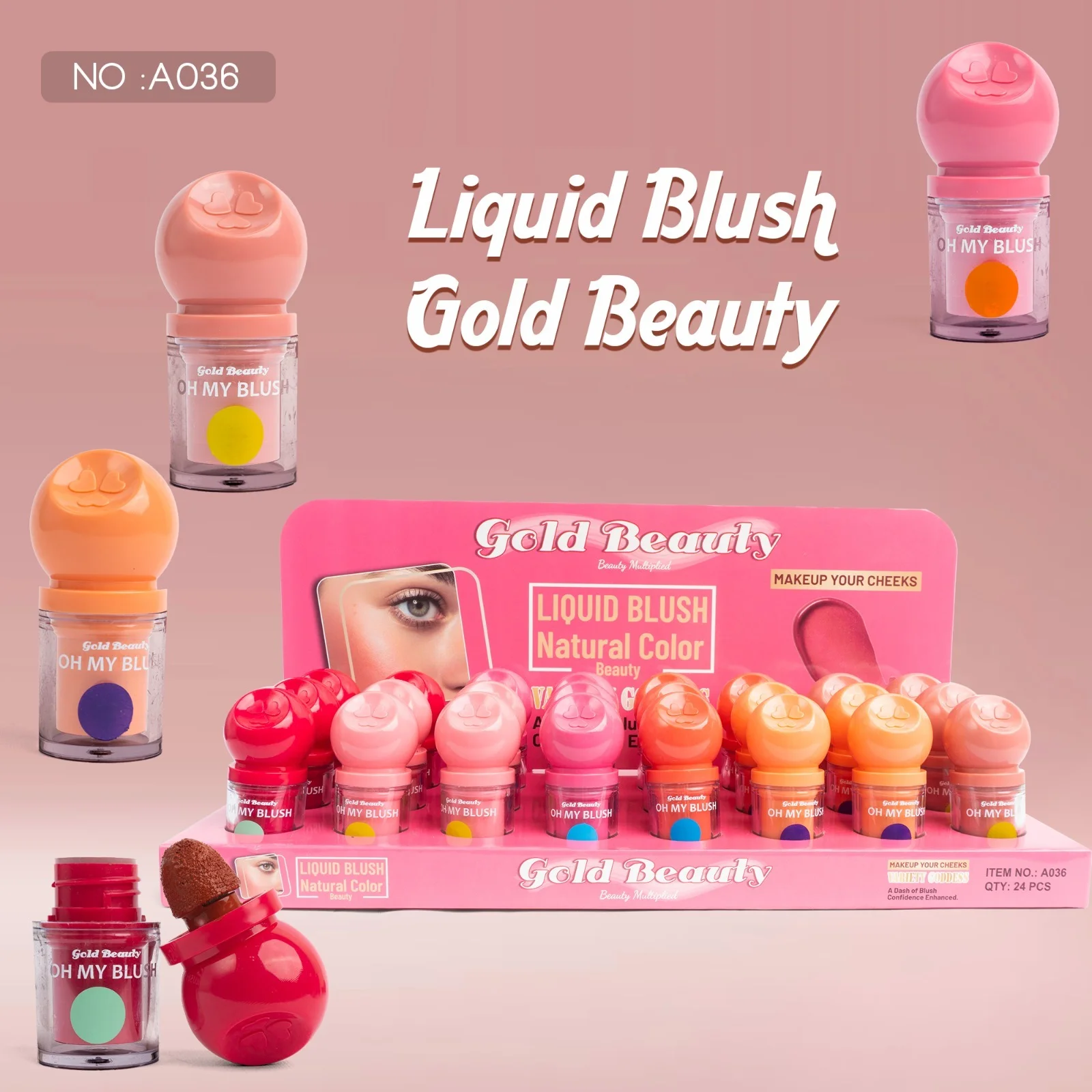 BLSHER  LIQUIUD 6 COLORS A036